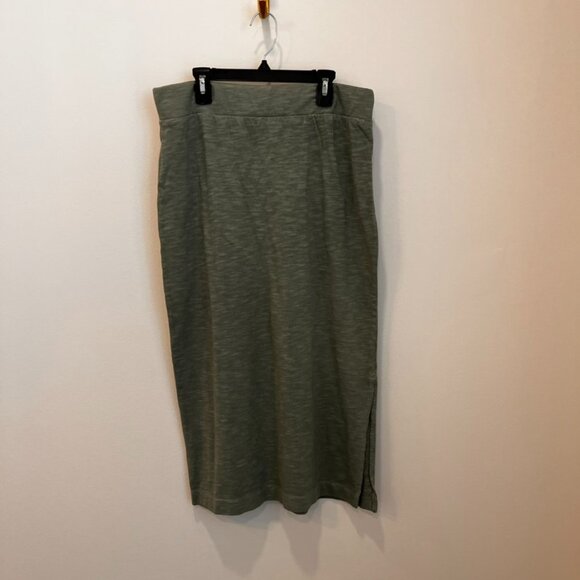 Lou & Grey Women's Marled Midi Skirt Size Large Green Pull On Side Slits NWT - Picture 1 of 9